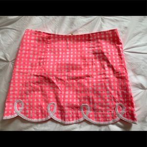Pink Tate Yummy Melon Painterly Gingham Skirt